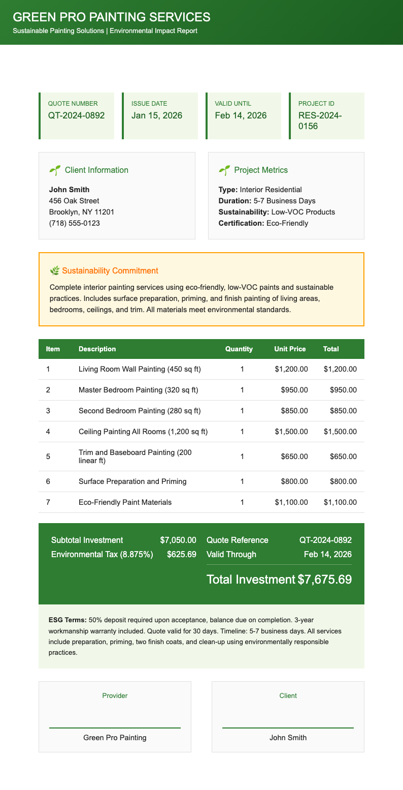 ESG report painting quotation